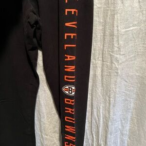 PINK Victoria's Secret Black Leggings with Orange Print Cleveland Browns size L